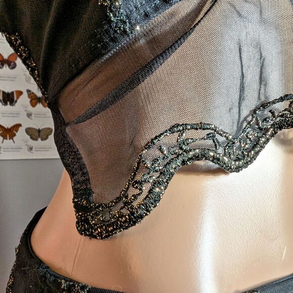 Vintage 90s y2k Kitty Halter Top 2 Piece Set Flare Pants Floral Gold Fairycore - Picture 12 of 16